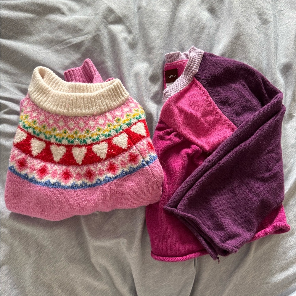 Bundle Lot of 2 Girl Pink Sweaters